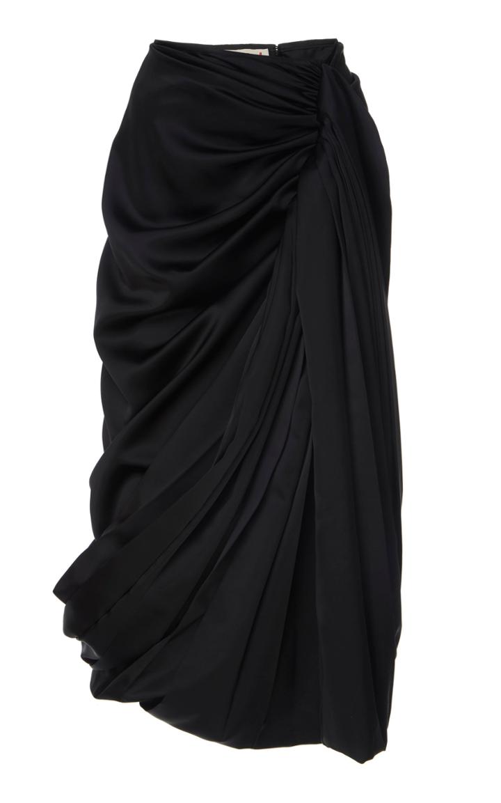 Marni Draped Satin Midi Skirt