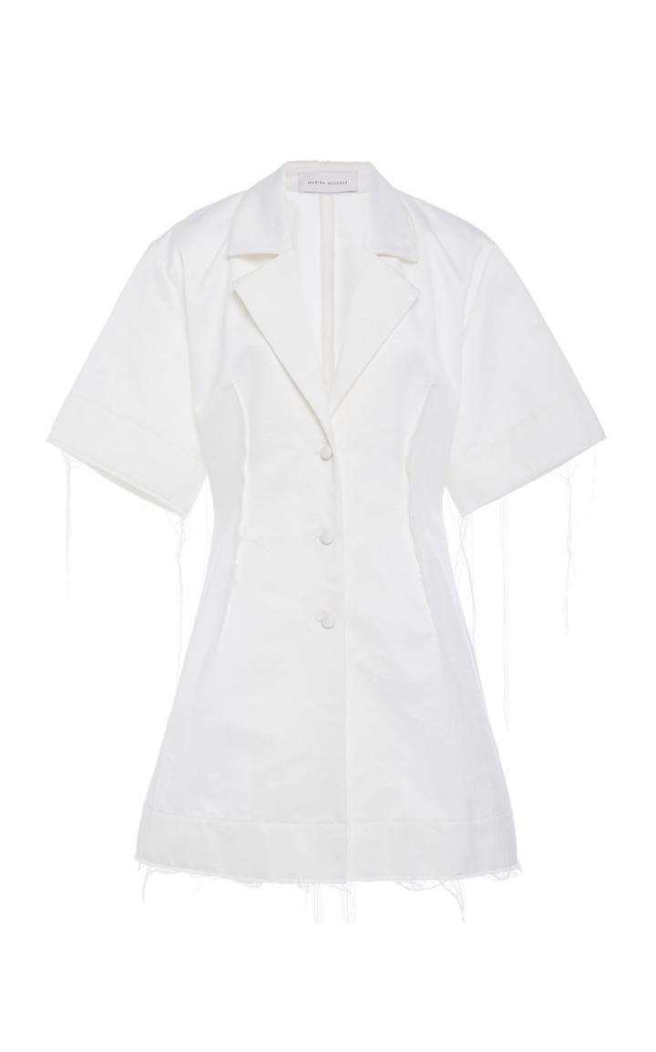 Marina Moscone Frayed Jacquard Button Down Shirt