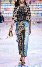 Moda Operandi Dolce & Gabbana Striped Patchwork High-rise Straight-leg Jeans