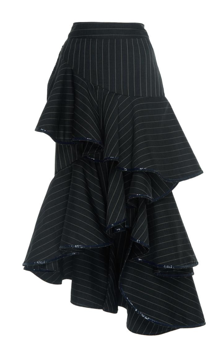 Johanna Ortiz Beduina Embellished Trim Tiered Skirt
