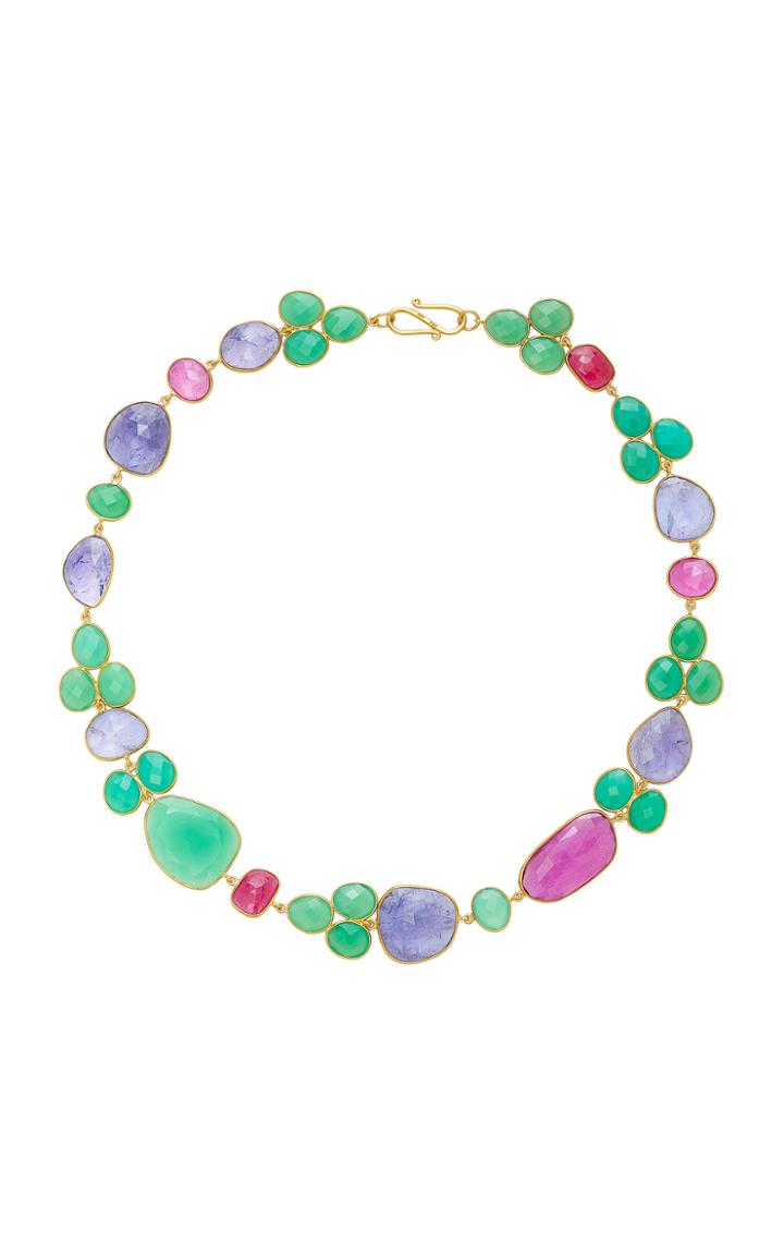 Bahina Tanzanite Glassfilled Ruby And Chrysoprase Necklace