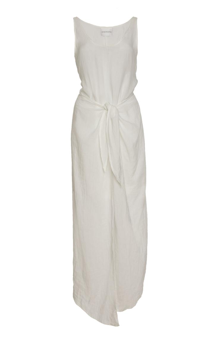 Anemone High-low Ramie Linen Wrap Dress