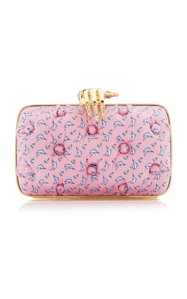 Benedetta Bruzziches Carmen Shark Printed Silk Satin Bag With Hand
