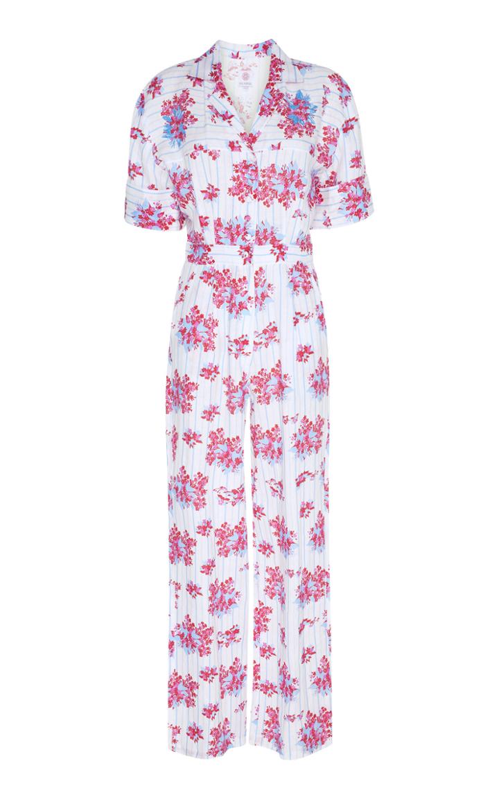 Gl Hrgel Floral Short Sleeve Linen Jumpsuit