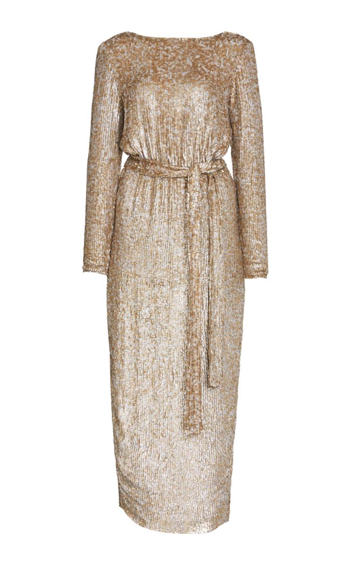 Rachel Gilbert Malery Belted Sequined Gown