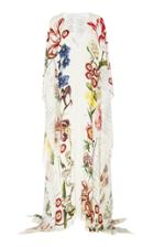 Oscar De La Renta Patterned Butterfly Sleeve Cady Caftan Dress Size: S