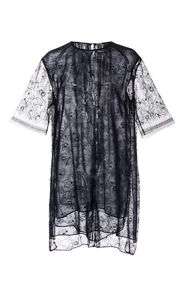 Adam Lippes Chantilly Lace Short Sleeve Tunic