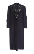 Christopher Kane Wool Contrast Leather-effect Lapel Coat
