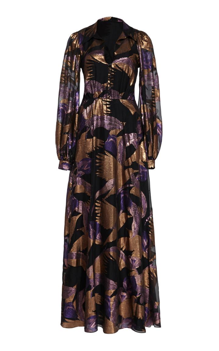 Temperley London Kitty Metallic Maxi Dress