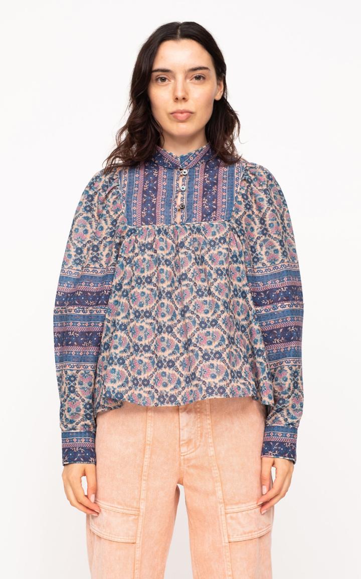 Moda Operandi Sea Verbena Puff-sleeve Printed Cotton-blend Top