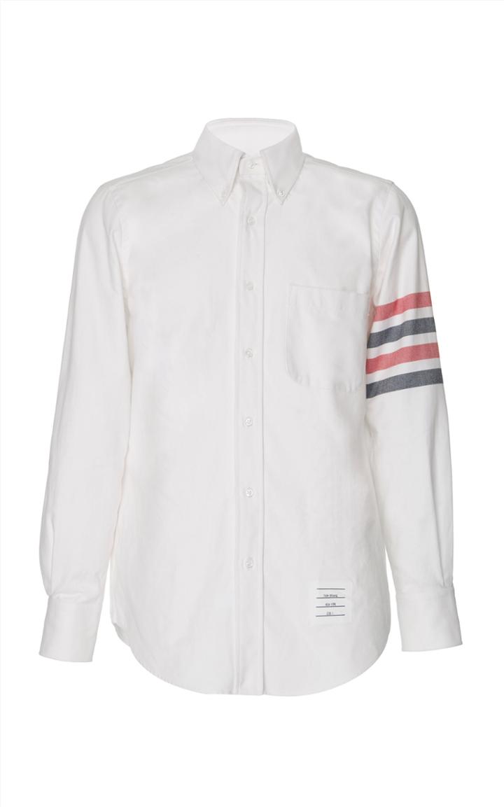 Thom Browne Stripe-detailed Cotton-flannel Button-down Shirt Size: 3