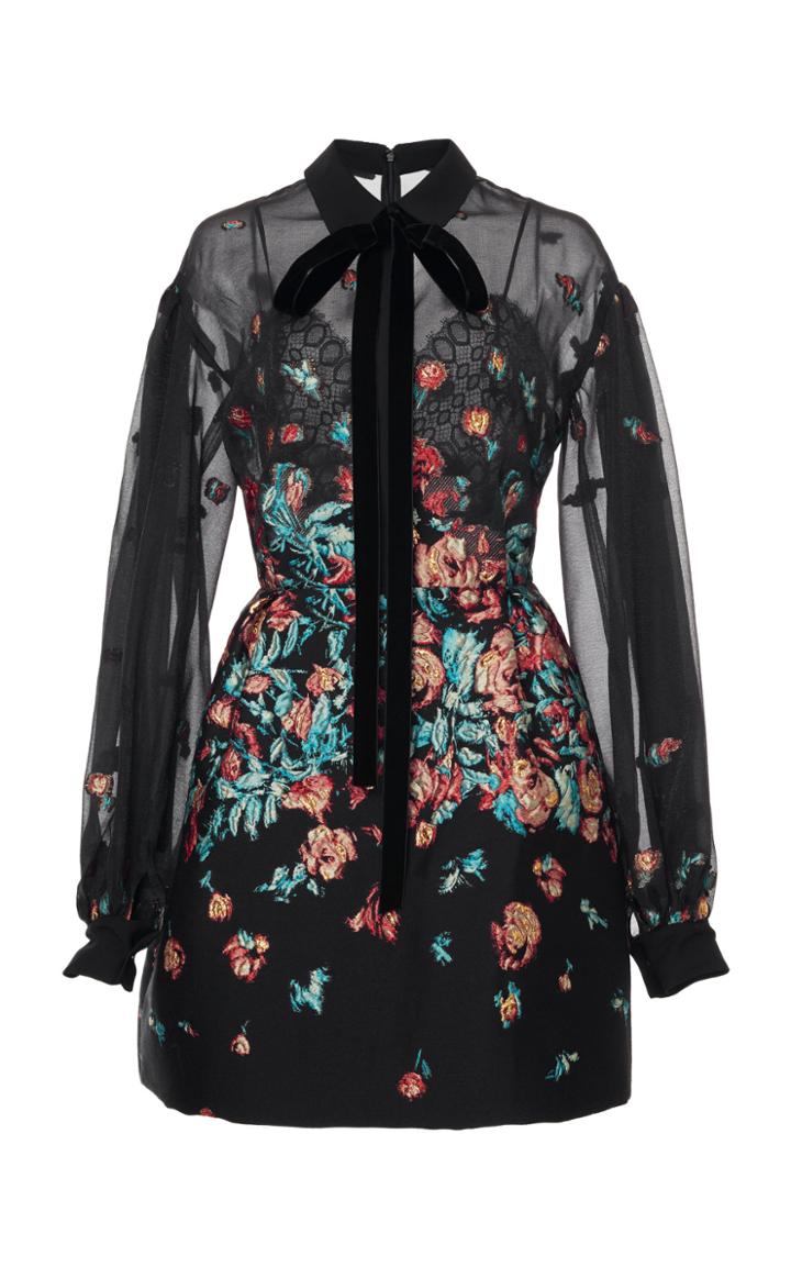 Elie Saab Jacquard Fil Coupe Mini Dress