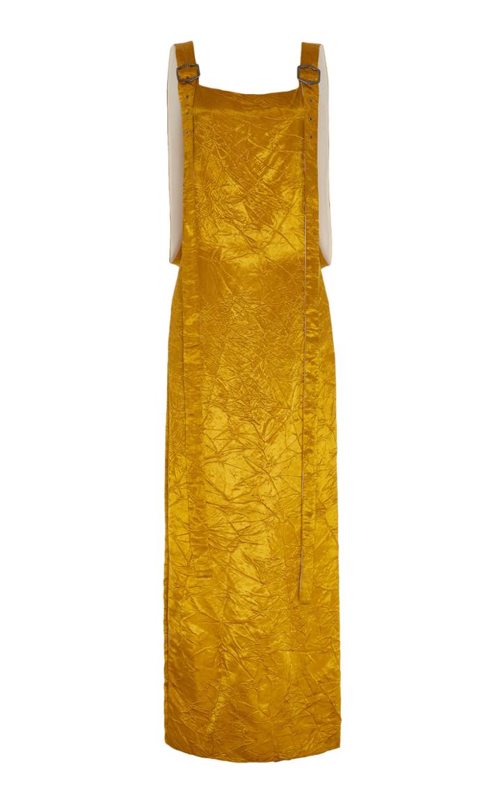Sies Marjan Drew Crinkled Satin Harness Gown