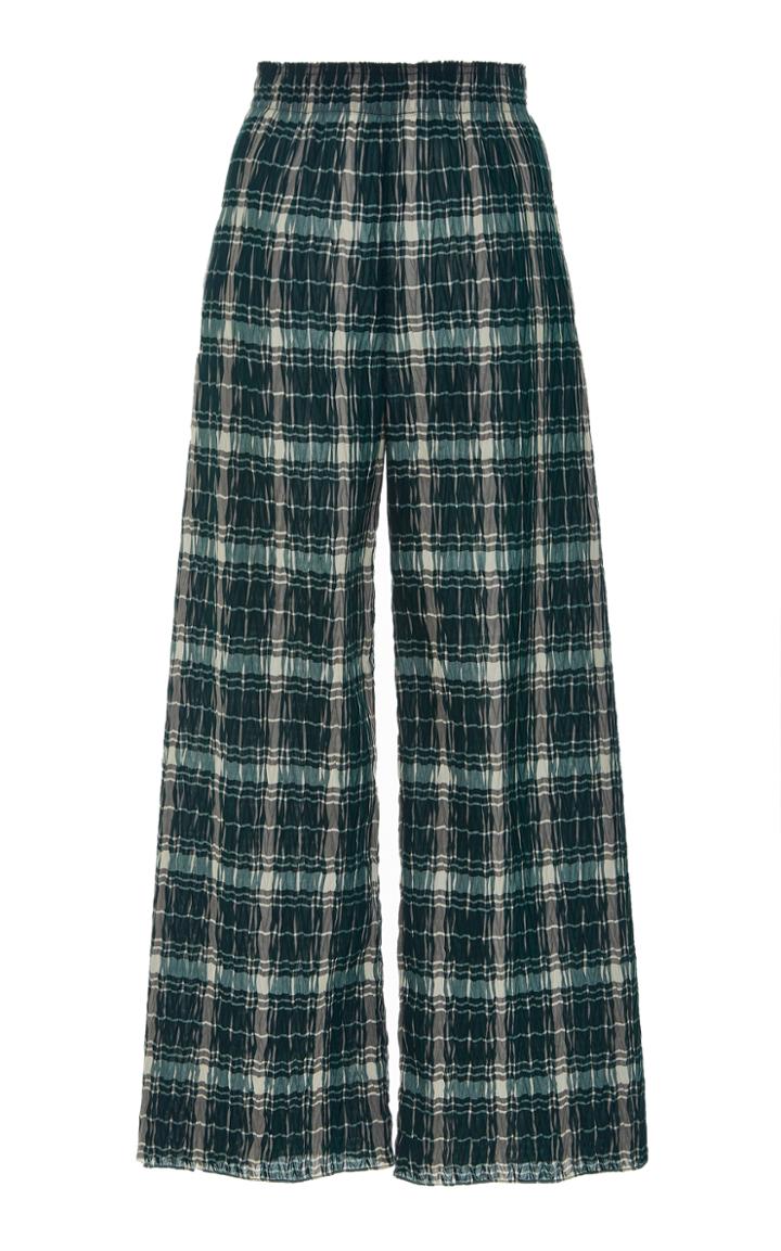 Tome Pleated Cotton Plaid Pant