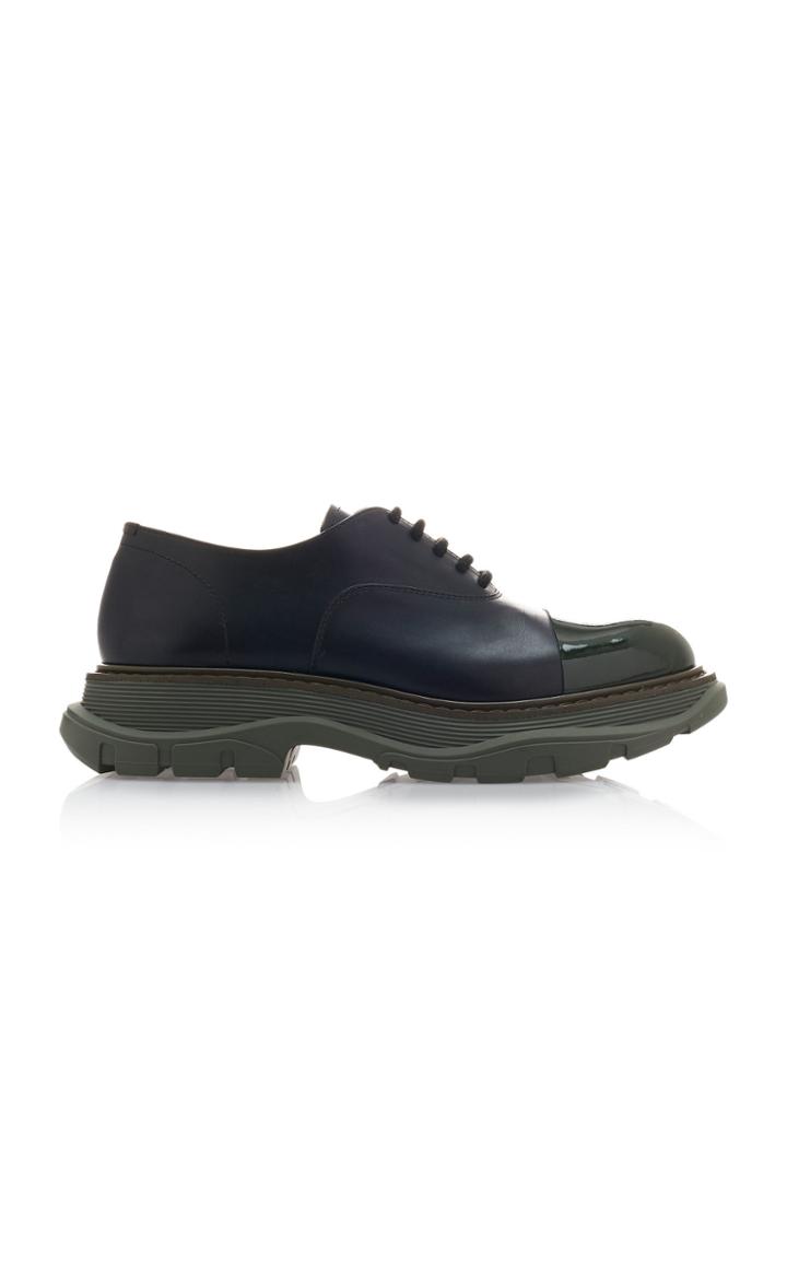 Alexander Mcqueen Paneled Two-tone Leather Brogues