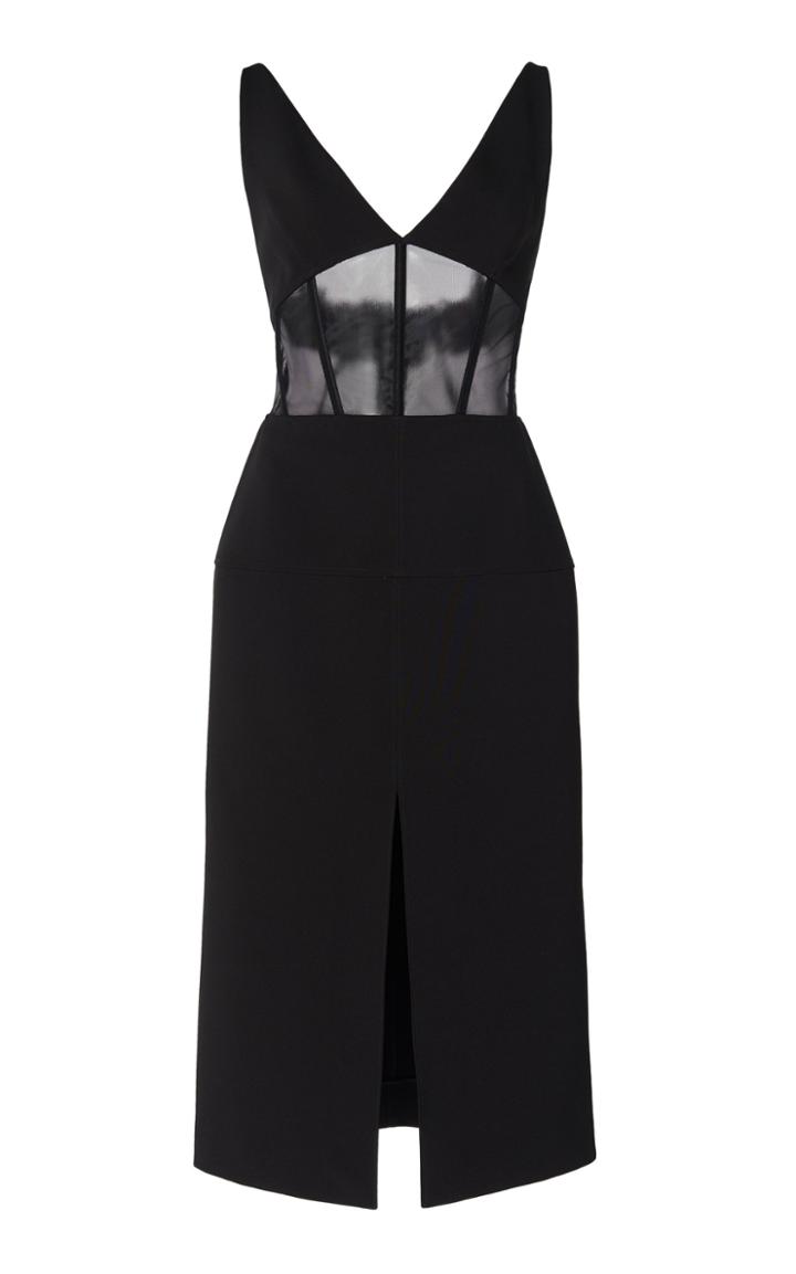 Moda Operandi Mugler Mesh-paneled Scuba Corset Midi Dress Size: 36