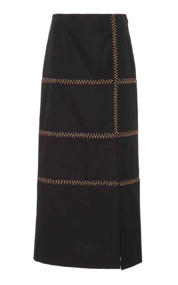 Moda Operandi Gabriela Hearst Lyssa Herringbone-stitch Cotton Midi Skirt Size: 38
