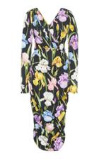 Dolce & Gabbana Ruched Floral-print Stretch-silk Midi Dress