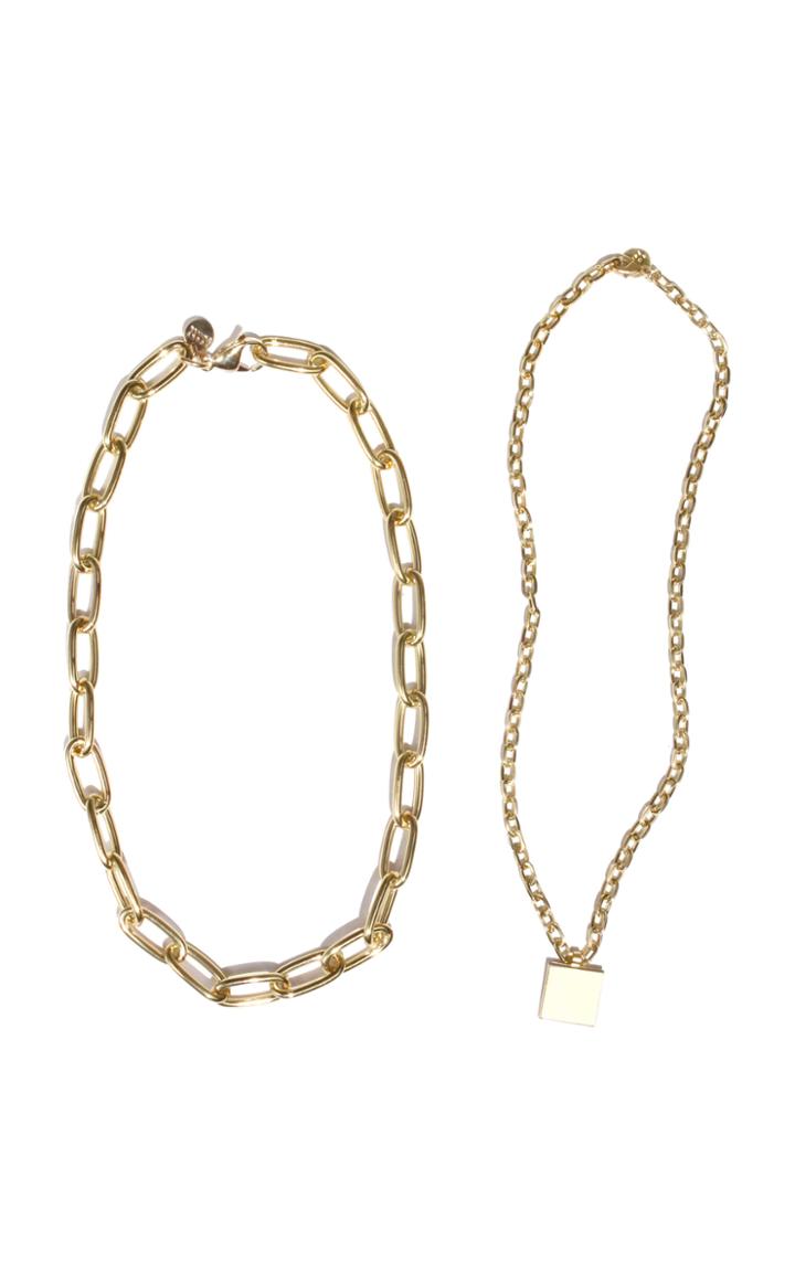 Moda Operandi Young Frankk Classic Chain And Square Chain Necklace Set