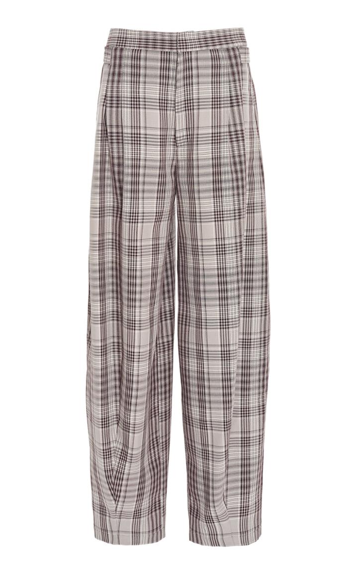Derek Lam Pleated Plaid Virgin Wool Pants
