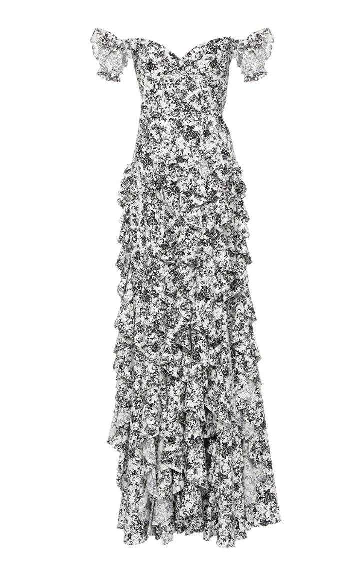 Caroline Constas Ruffle Off The Shoulder Gown