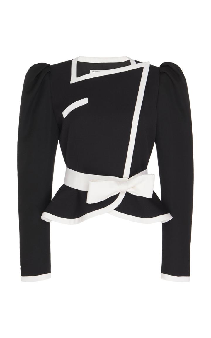 Moda Operandi Alessandra Rich Bow-accented Peplum Wool Jacket Size: 36