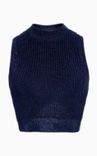 Cushnie Sleeveless Cropped Crochet Knit Top
