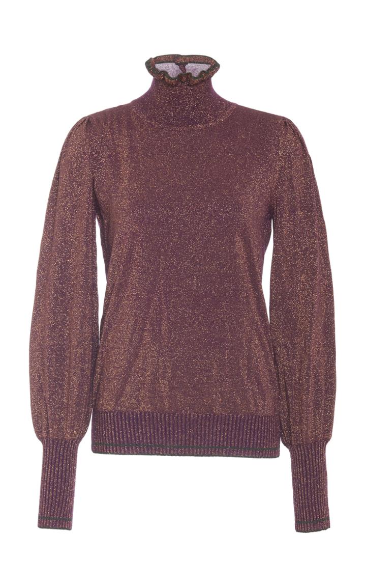Moda Operandi Marc Jacobs Metallic Ruffled Wool-blend Sweater Size: Xs