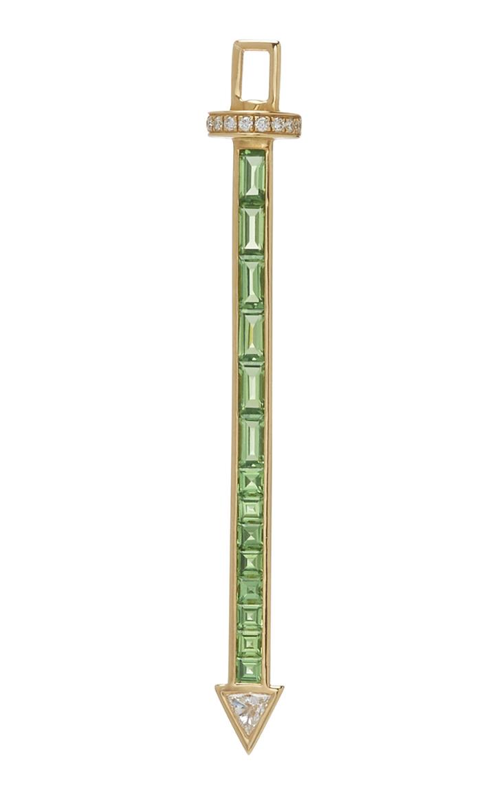 Robinson Pelham Large Sabre Hero 14k Gold Diamond And Tsavorite Charm