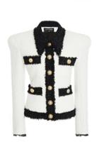 Balmain Buttoned Contrast Tweed Cotton-blend Jacket
