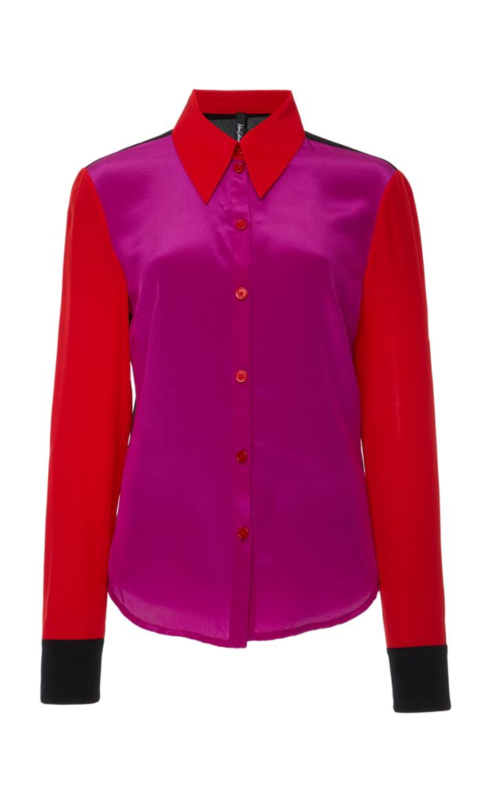 Adam Selman Color Block Shrunken Shirt