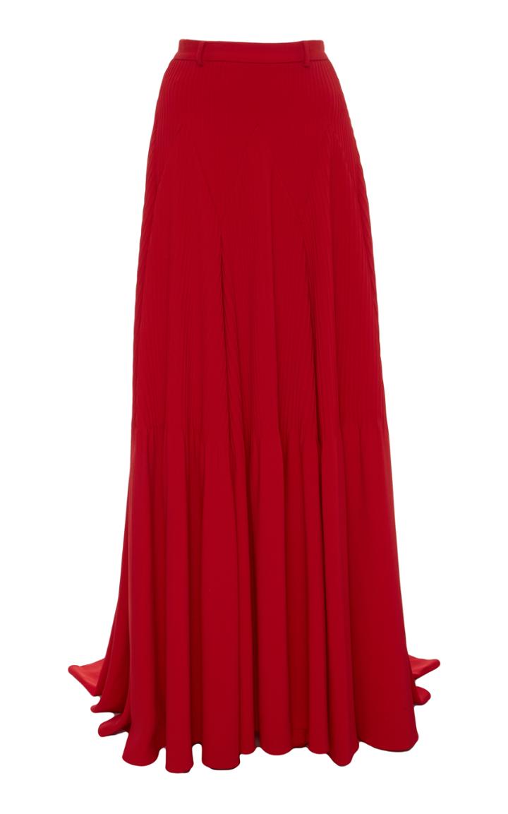 Brandon Maxwell Ribbed Godet Ball Skirt