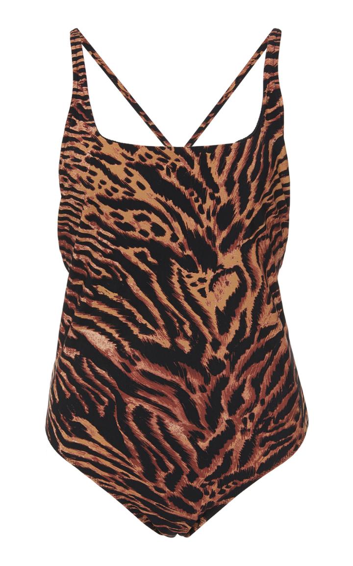 Ganni Tiger-print Swimsuit Size: 36