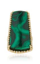 Kimberly Mcdonald One-of-a-kind Malachite Ring With Diamonds Set In 18k Yellow Gold