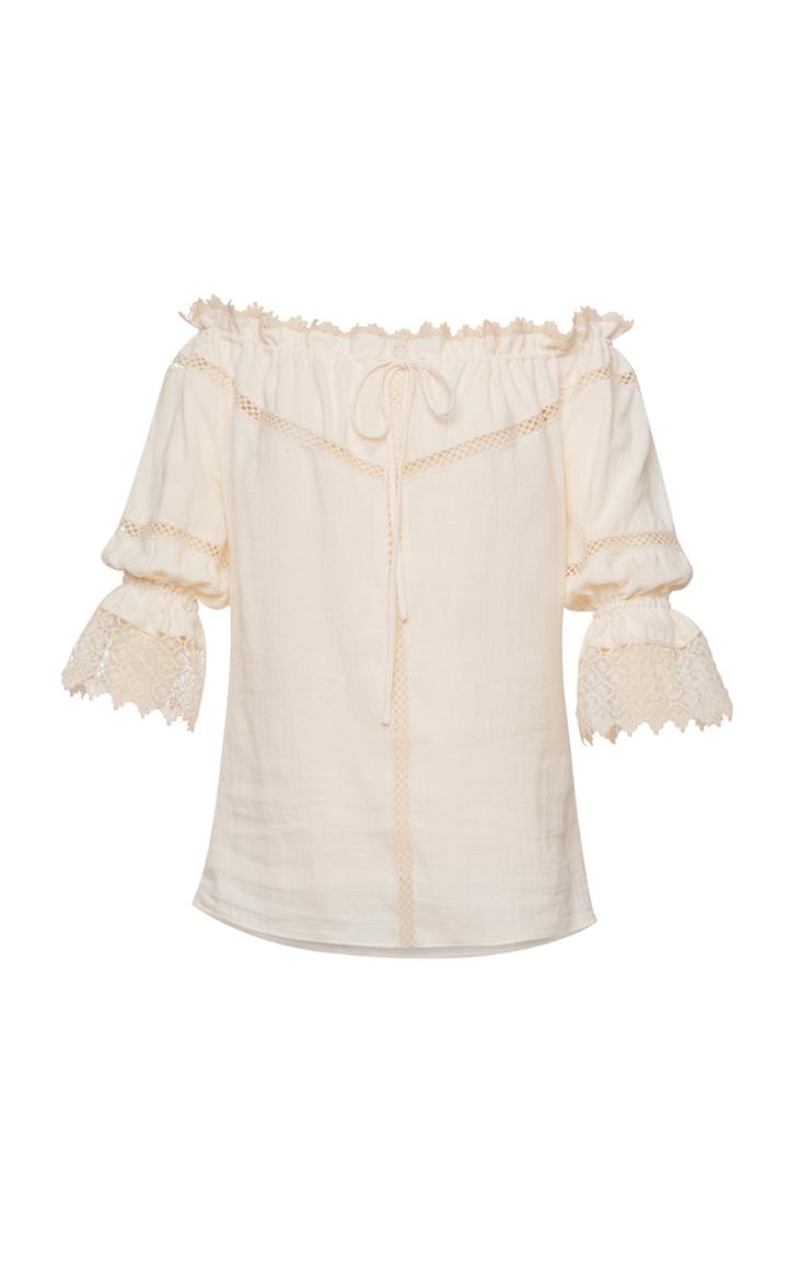 Moda Operandi Lena Hoschek Romance Lace-trimmed Cotton Off-the-shoulder Top
