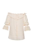 Moda Operandi Lena Hoschek Romance Lace-trimmed Cotton Off-the-shoulder Top