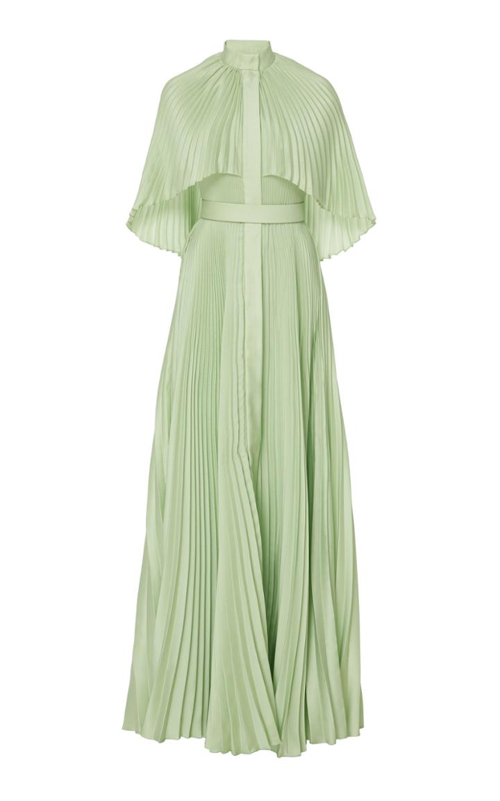 Brandon Maxwell Pleated Capelet Gown
