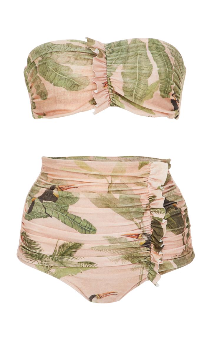 Adriana Degreas Toucan Strapless Ruffle Bikini