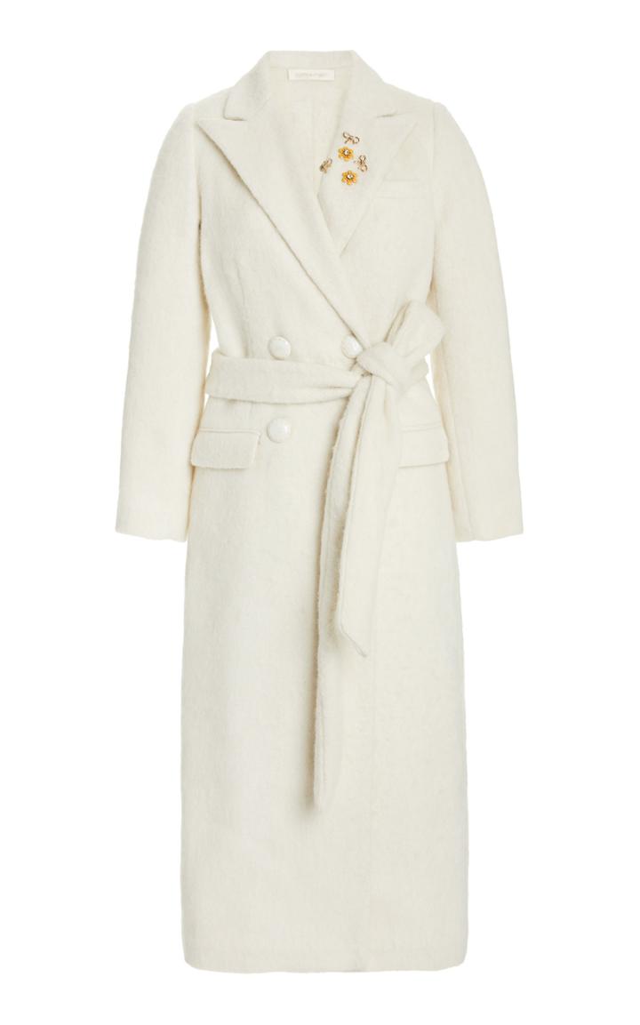 Moda Operandi Loveshackfancy Floret Belted Wool-blend Coat