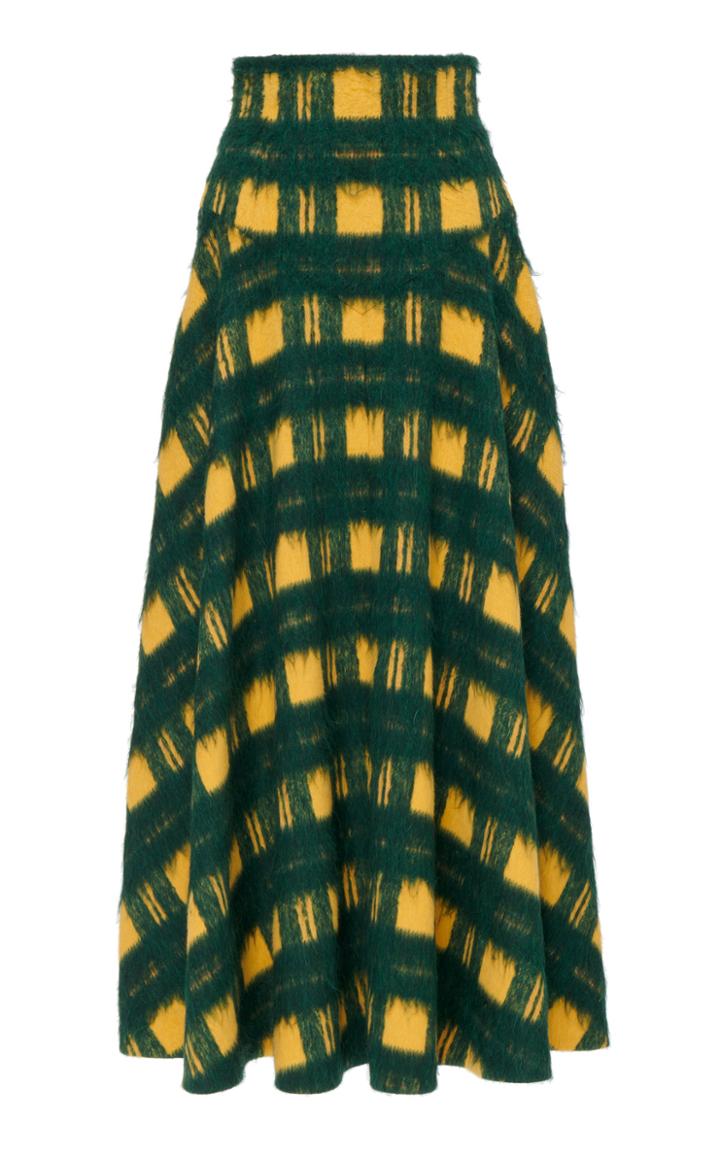 Emilia Wickstead Volly Flared Plaid Midi Skirt