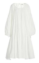 Jil Sander Nirvana Gathered Viscose-linen Midi Dress
