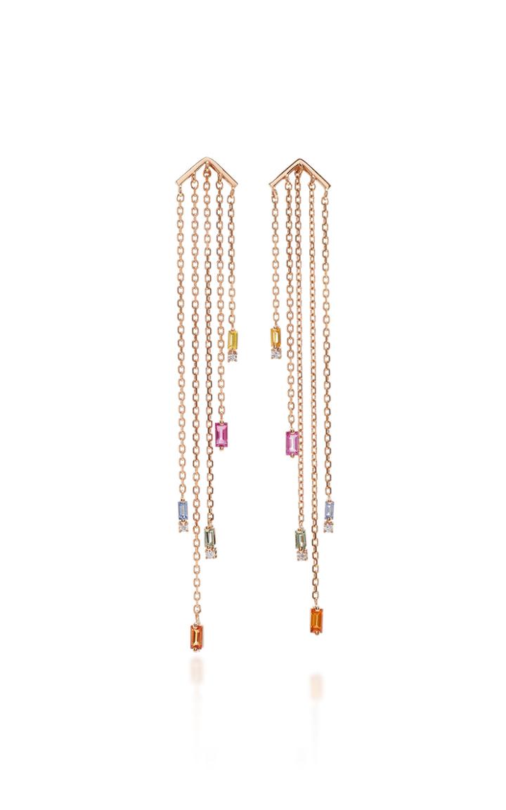 Suzanne Kalan Rose Gold Fringe Earrings With Sapphire Drops