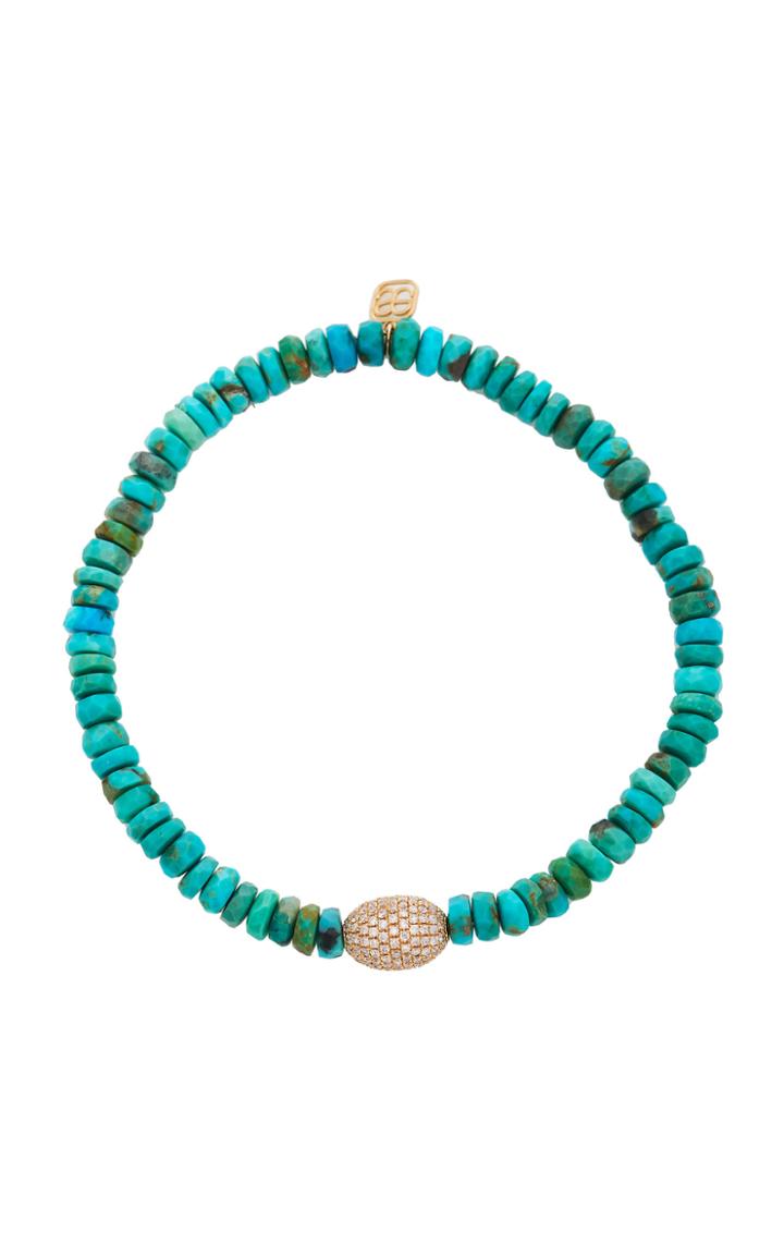 Moda Operandi Sydney Evan 14k Yellow Gold Pav & Arizona Turquoise Bracelet