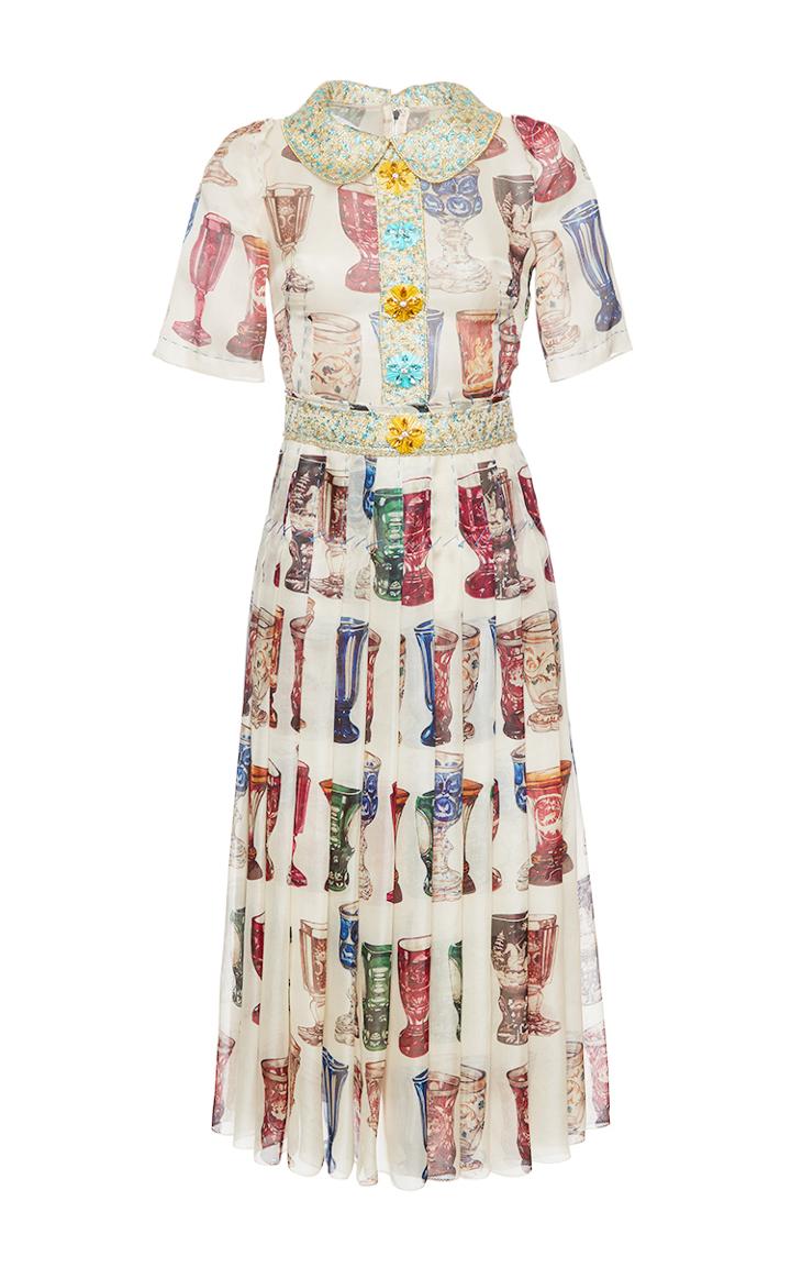 Dolce & Gabbana Vintage Glassware Organza Shirt Dress