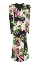 Christian Siriano Draped Sleeve Crepe De Chine Dress