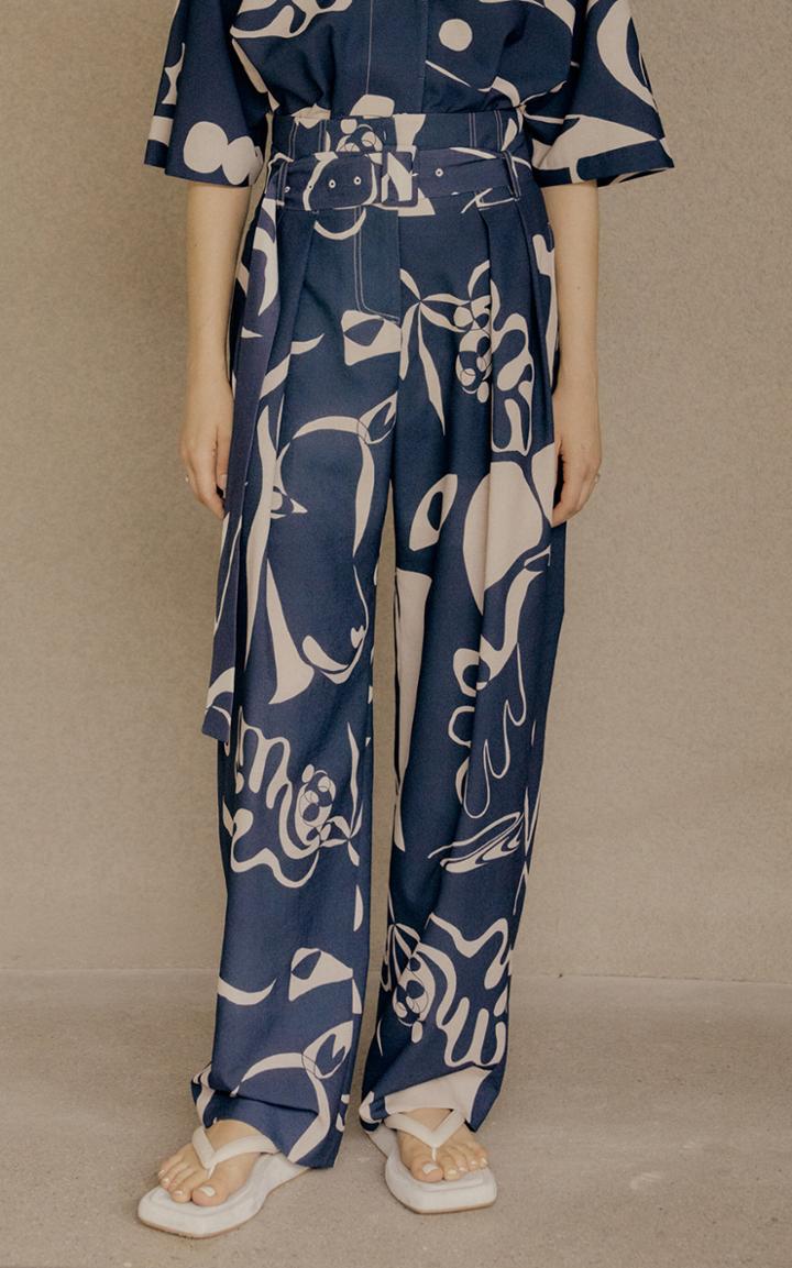 Moda Operandi Low Classic Pleated Printed Crepe Wide-leg Trousers