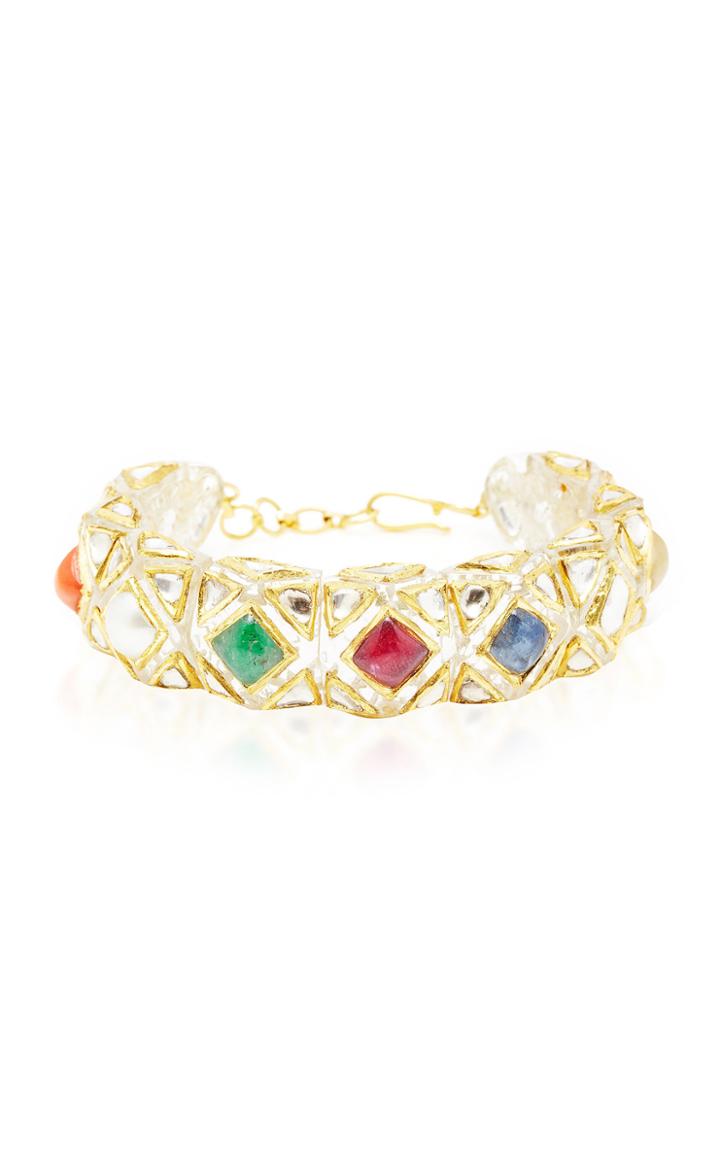 Sanjay Kasliwal Navratna 22k Gold And Gemstone Bangle