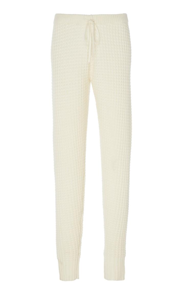 Madeleine Thompson Oceanus Waffle-knit Cashmere Track Pants Size: L