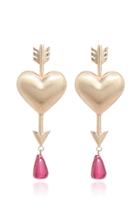 Rachel Quinn Through The Heart 14k Gold And Ruby Earrings