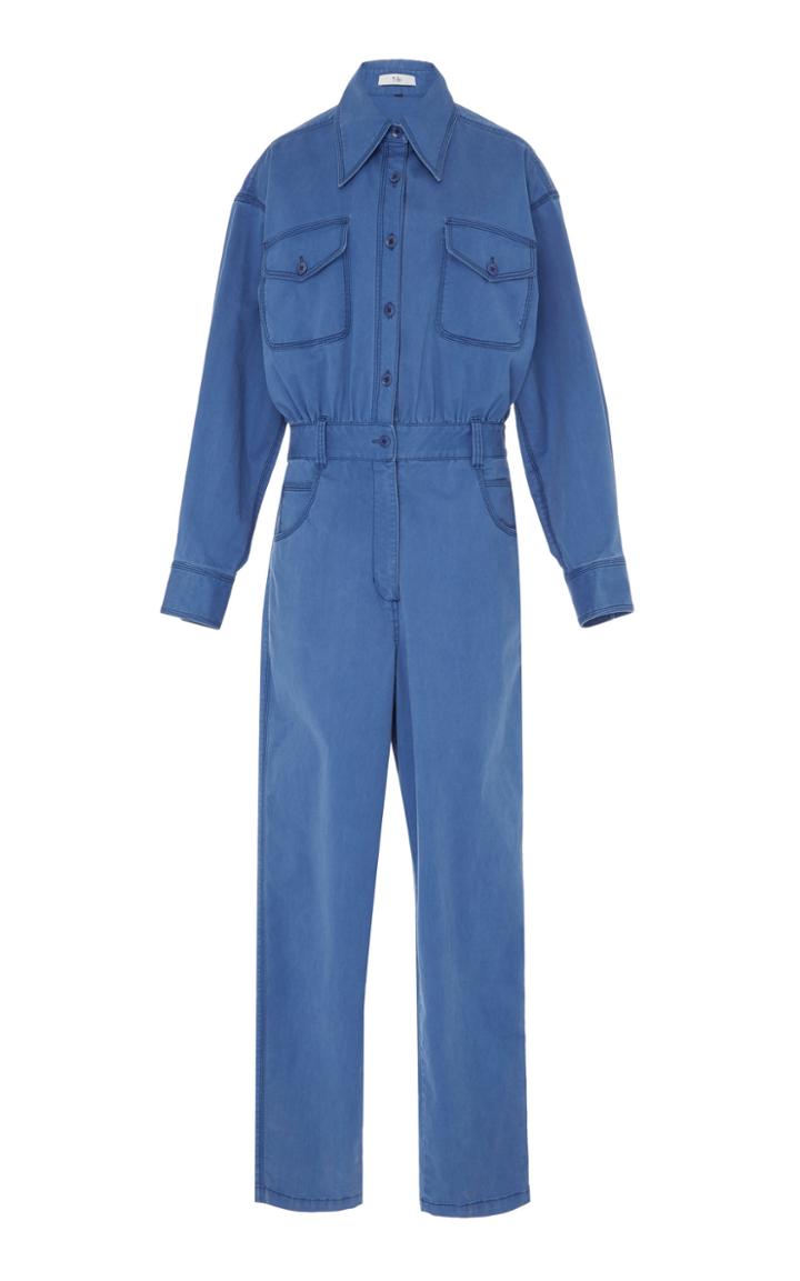Tibi Washed Indigo Twill Jumpsuit